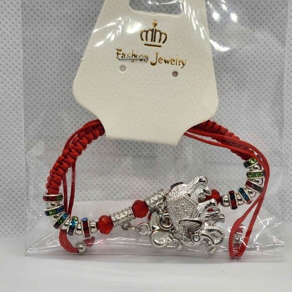 NEW Fashion Jewelry 3 Elephant RED String Bracelet - Picture 2 of 3